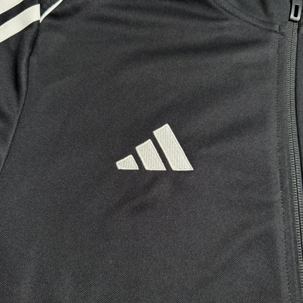 Adidas Mens Small Aeroready Tiro Track Jacket Black White Striped Slim Fit